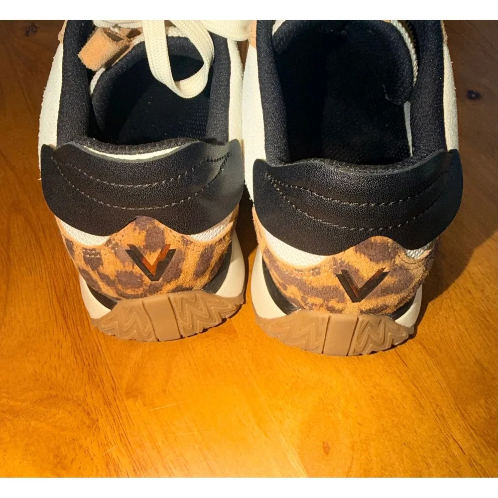 Vionic Womens‎ Tan Cream Leopard Print Mesh Suede Lace Up Sneakers Shoes